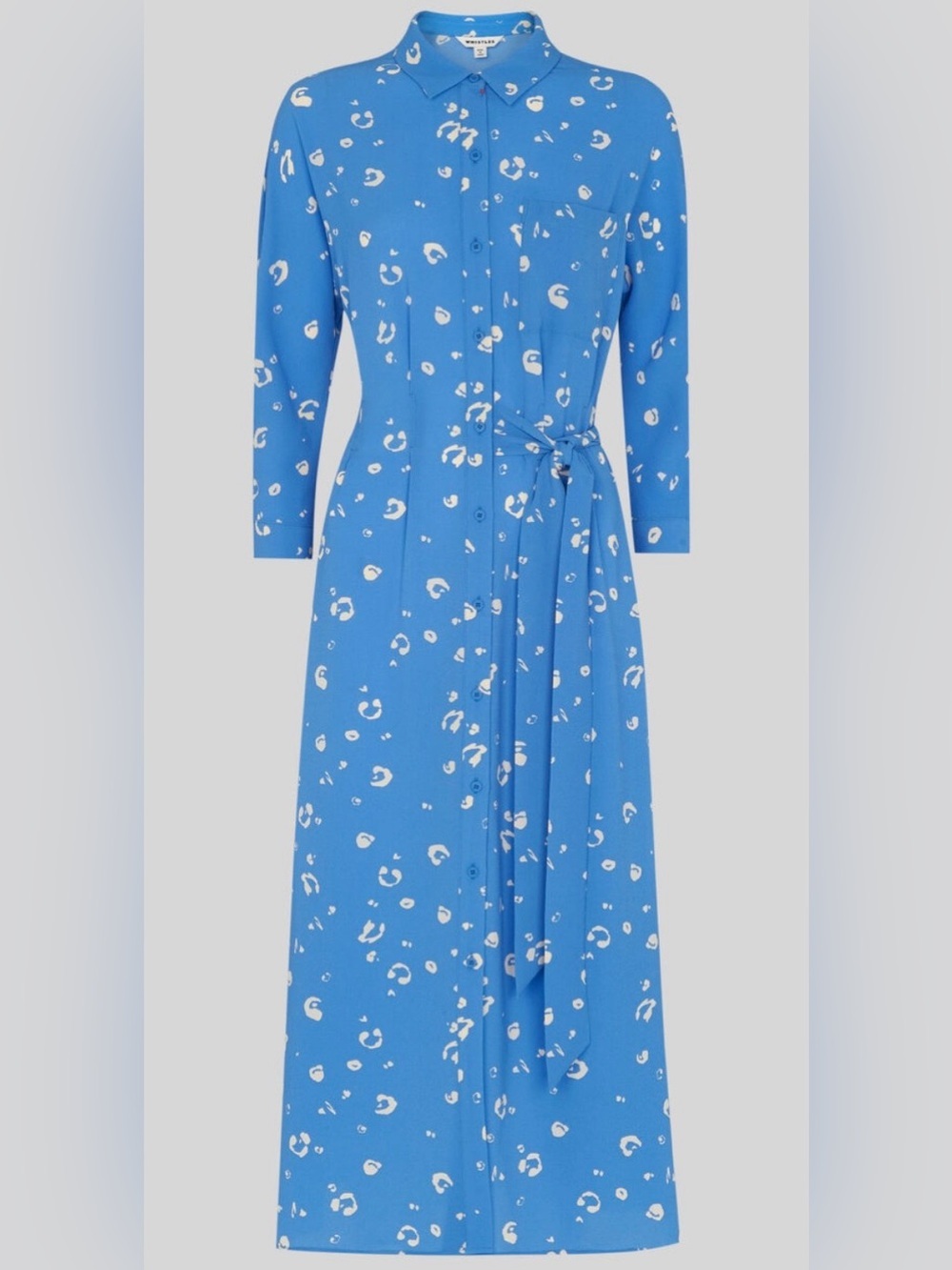 WHISTLES Blue Watercolour Animal Dress size 12 - Picture 3 of 10